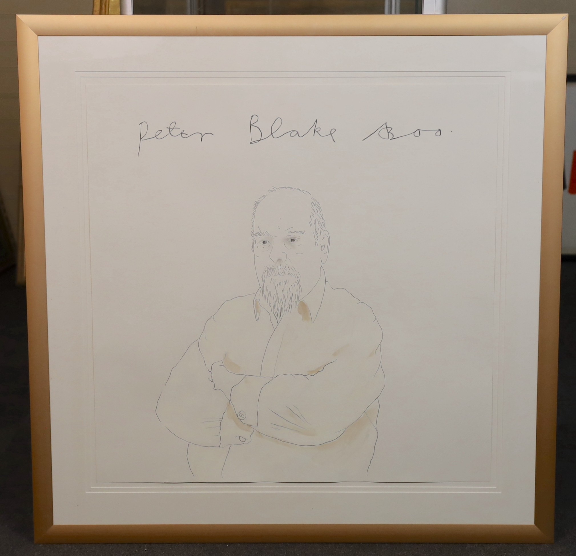 Adam Birtwistle (British, 1959-), Portrait of Peter Blake, pencil and gouache, 75 x 75cm